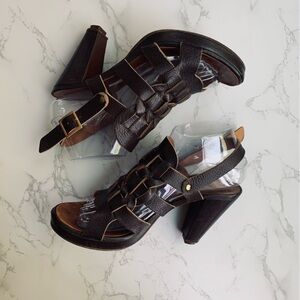 Chie Mihara Woven Suave Leather Slingback Sandals Open Toe Heels | Size 37.5